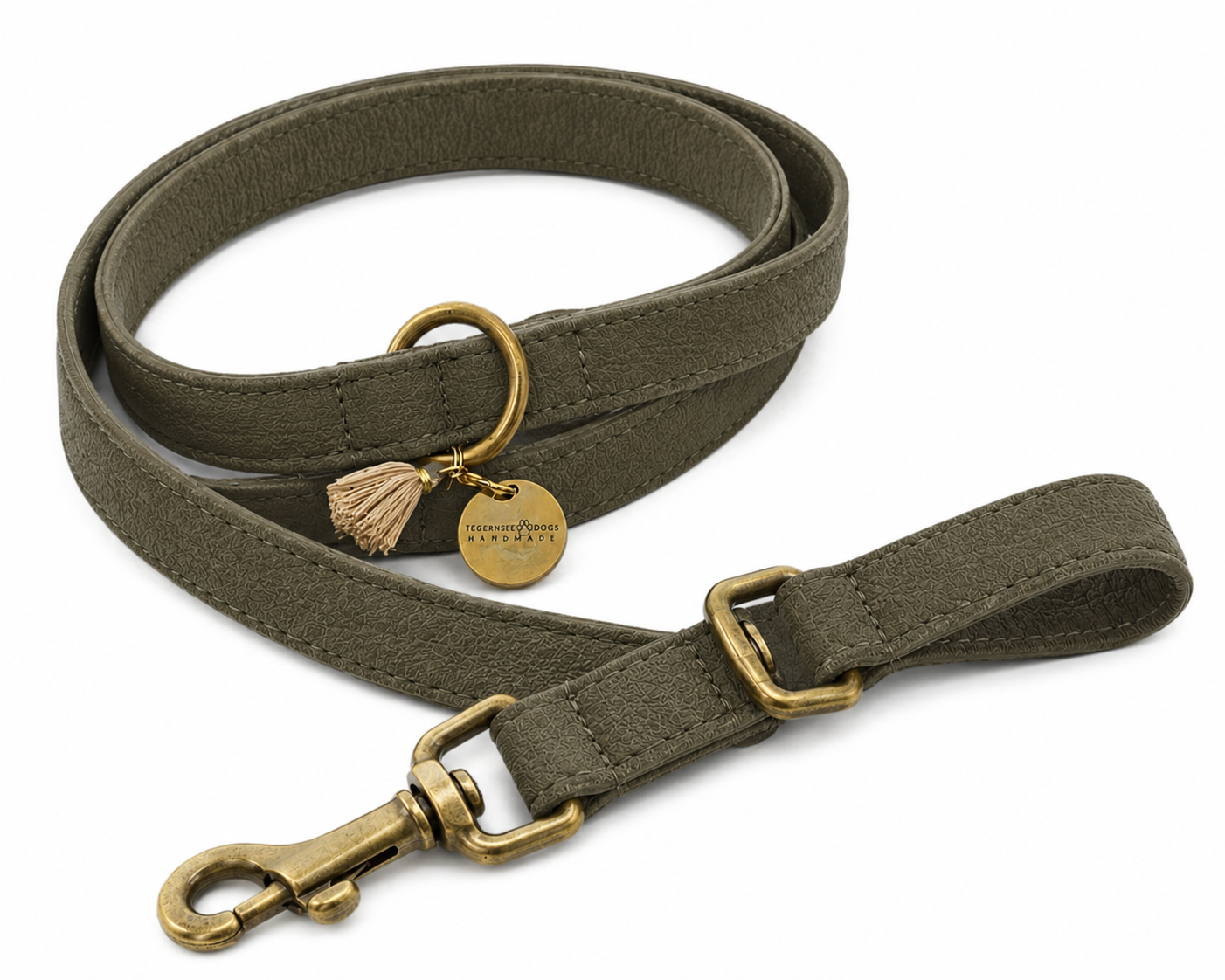 SoftLeder Hundehalsband Olive